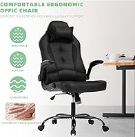 Vista 4 de Silla de juegos grande y alta, silla ergonómica de escritorio para computadora, cómoda silla de oficina ajustable de altura ajustable con soporte