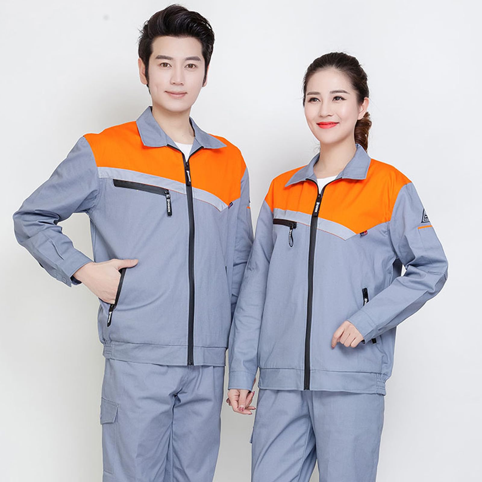 Unisex De Manga Larga Mono De Algodón Zip Up Workwear Uniformes Con Raya Reflectante