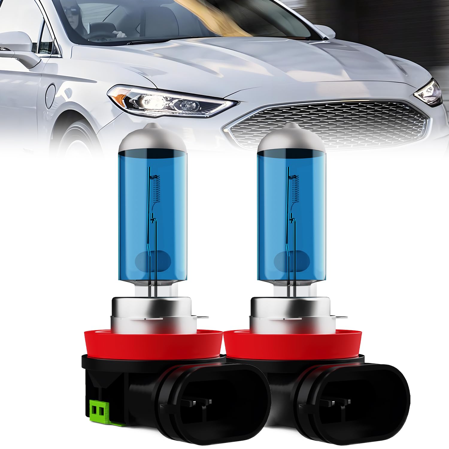 Fog Light Bulbs Compatible with Ford Fusion 2006-2018, H11 Fog Lights Halogen Light Bulb, Super Bright 6000K White, Plug and Play, Pack of 2