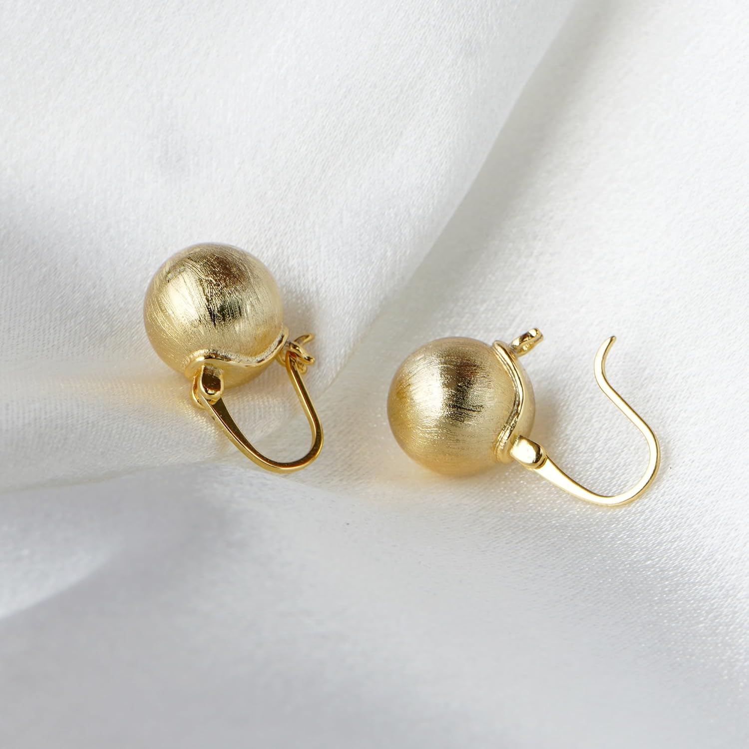 OwMell Elegant 925 Sterling Silver Pearl Drop Earrings Dangle Stud Gold Plated Earrings for Women Large Size 12mm - Image 6
