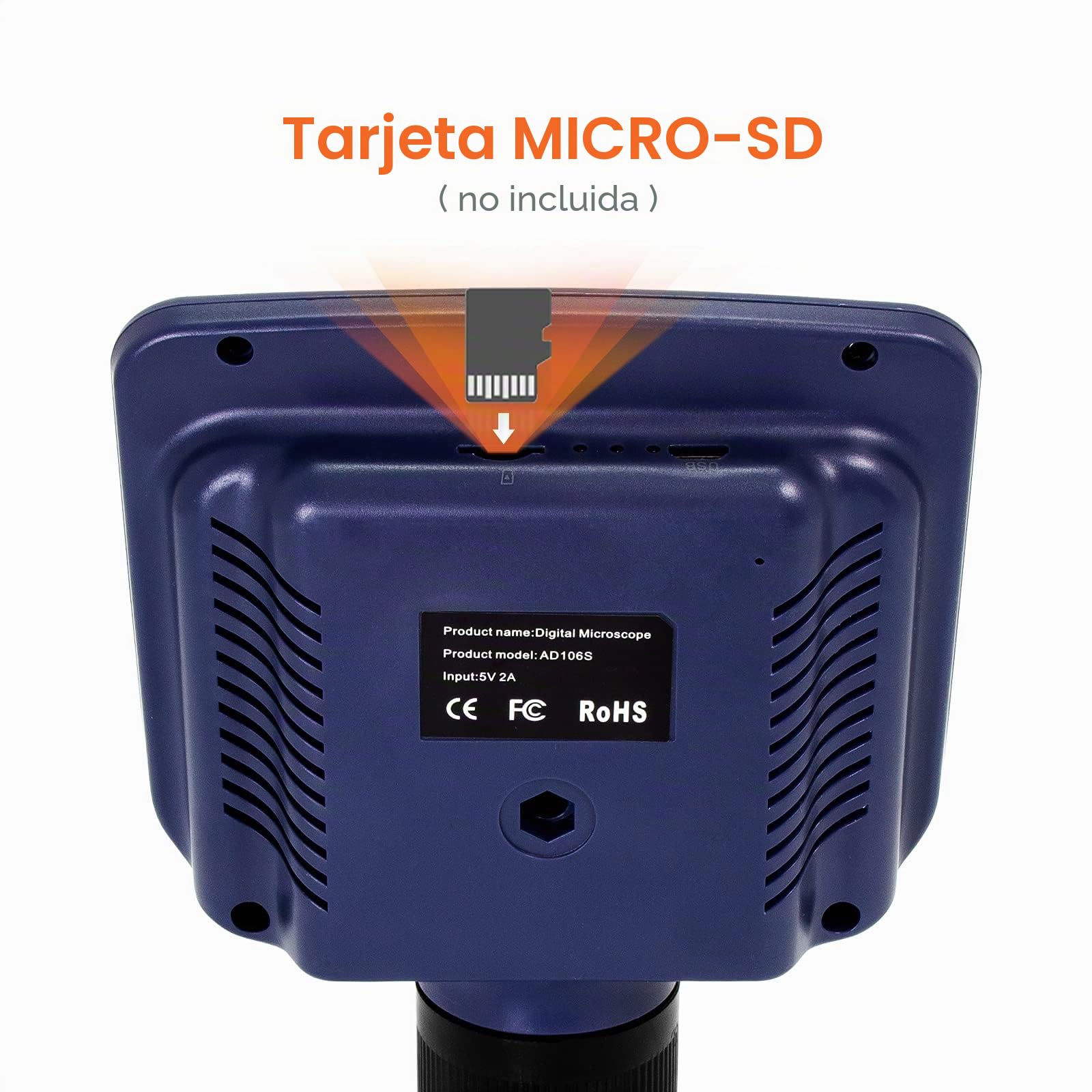 Andonstar AD106S Microscopio digital USB con pantalla LCD de 4.3 pulgadas, 200X para soldadura de PCB, cámara de microscopio para monedas con 8 luces LED ajustables