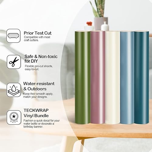 Miniatura 8 de TECKWRAP 001 - Paquete de vinilo adhesivo permanente transparente holográfico de 12 x 36 pulgadas, rollos para cortadores de manualidades,