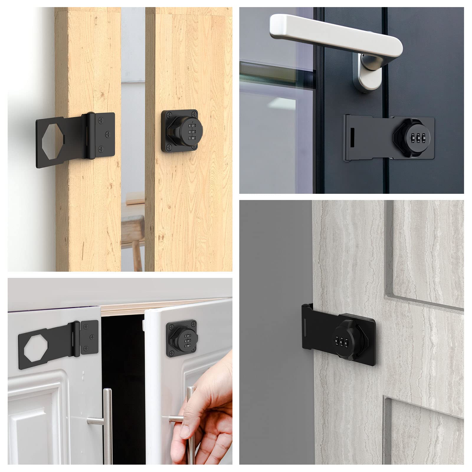 Paquete de 4 cerraduras mecánicas giratorias con contraseña, cerraduras de gabinete con combinación, cerraduras de puerta de seguridad para puertas pequeñas, armarios, puerta de granero, baño,