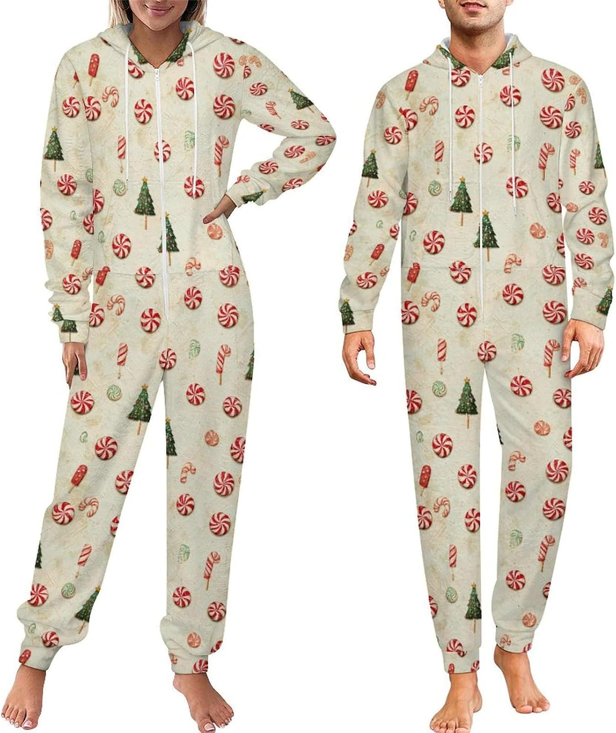 ZOCAVIA Womens Fuzzy Fleece Christmas Onesie Pajamas Matching Onesies for Couples Xmas Graphic Jumpsuits Loungewear