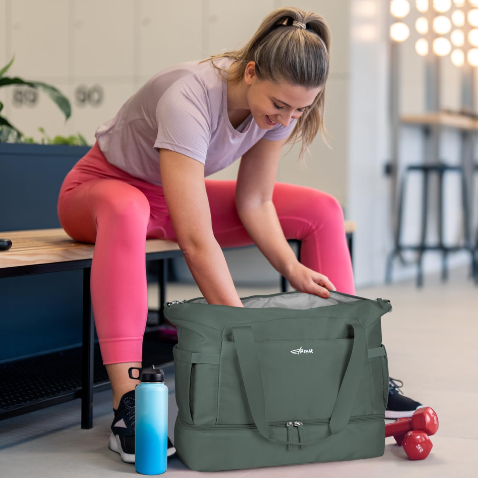 Gym Bag for Women, Personal Item Travel Bag with Shoes Compartment for Trip view 5