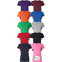 Tee Miracle Multipack 5000L Womens Bundle Plain T-Shirts Pack - Short Sleeve Crewneck Cotton Shirts for Ladies