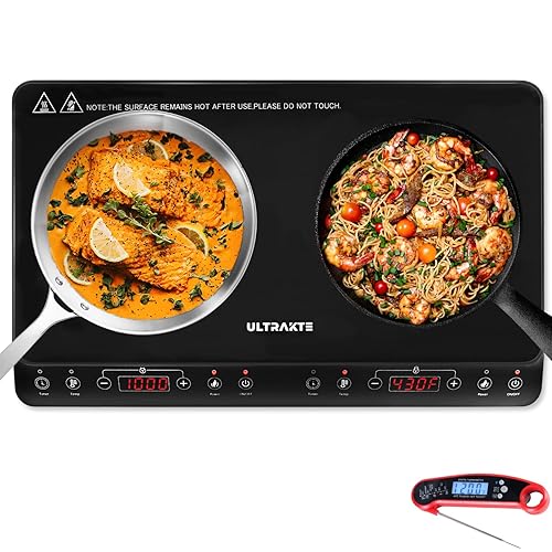 Double Induction Cooktop, ULTRAKTE Portable Dual Countertop Burner with Sensor