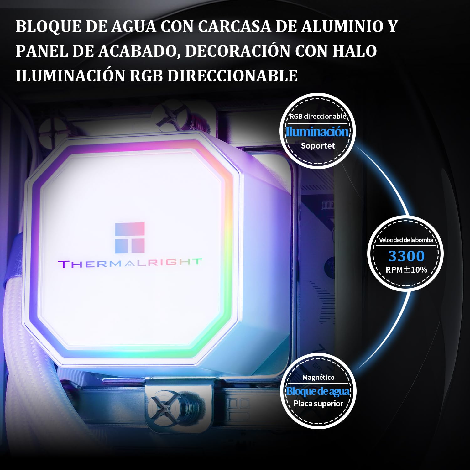 Thermalright Frozen Prism 240 White ARGB - Enfriador de agua para CPU (120 mm, ARGB PWM, ventilador de agua para ordenador AMD/AM4/AM5, INTEL 1700/1150/1151/1200/2011)