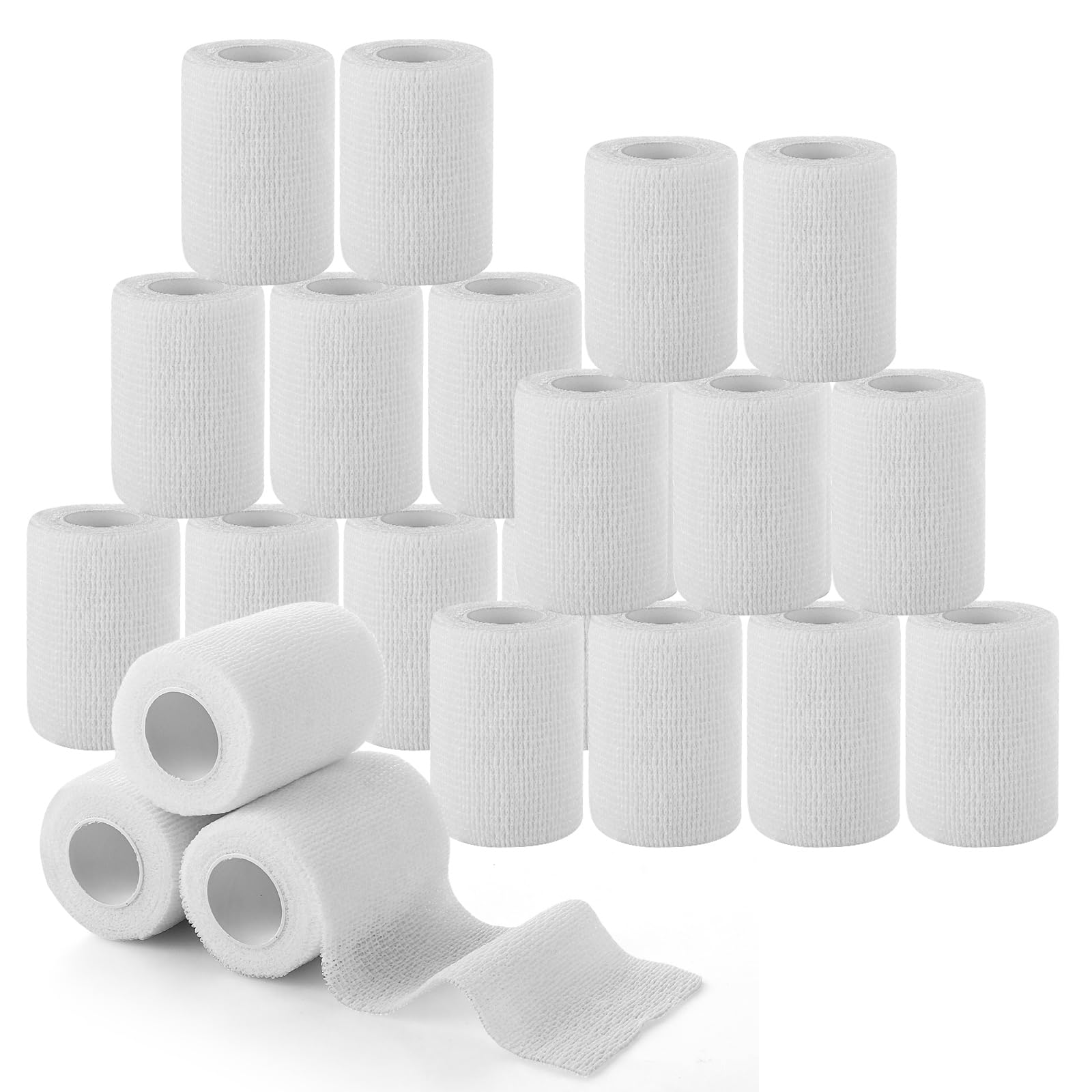 APACALI 24 Rolls Cohesive Bandage 7.5cm x 4.5m, White Vet Wrap for Horses, Self Adhesive Bandage, Sock Tape Football for Wrist & Ankle Protection