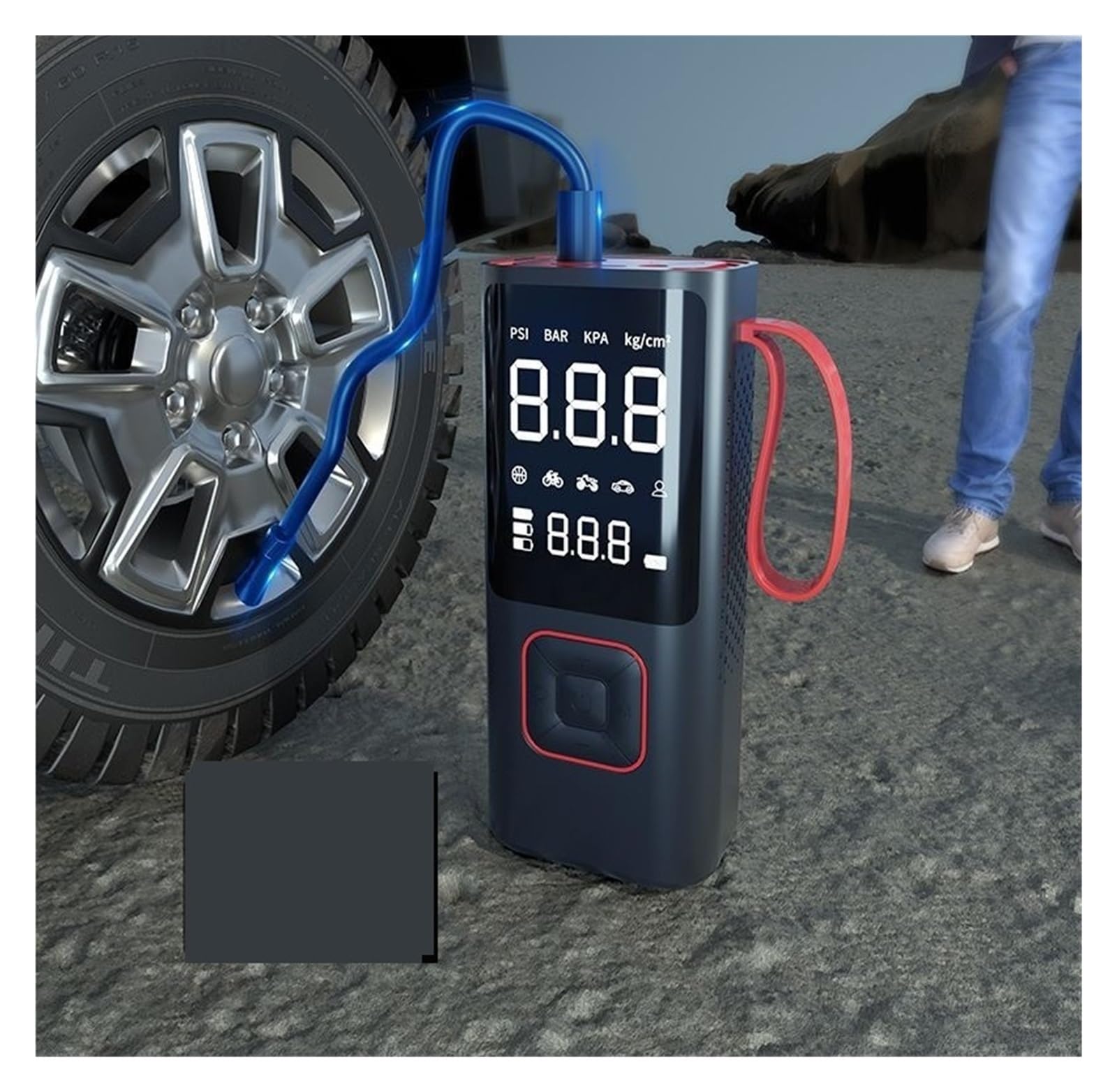 Bomba de Aire, Bomba De Aire Eléctrica Portátil, Compresor Pequeño con Pantalla Digital