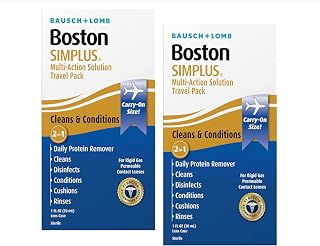 Boston Simplus Multi-Action Solution for Gas Permeable Contact Lenses - Travel Size 1oz Pack of 2 with Case