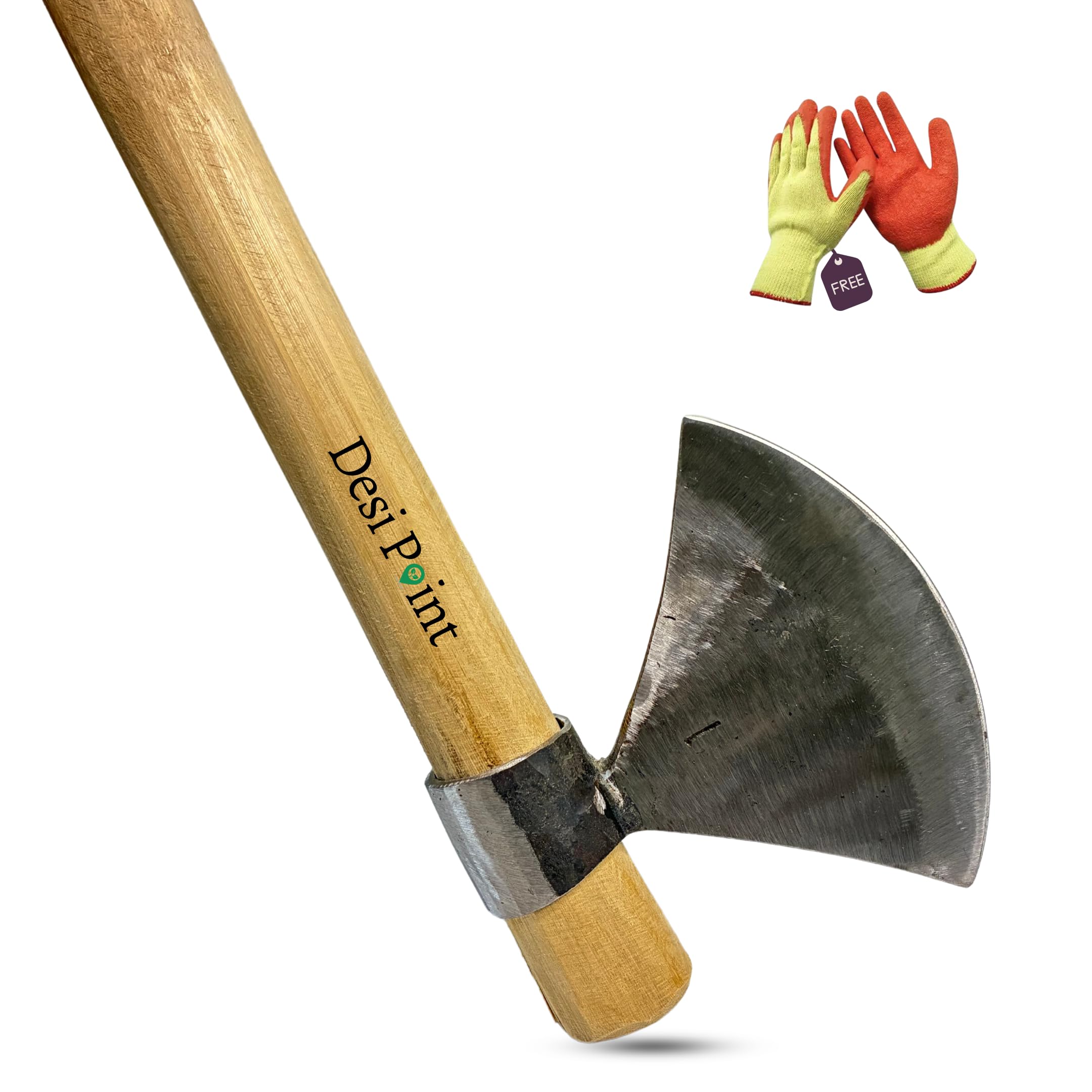 Handmade Dhangar Style Gardening Axe (Kulhadi, Kurhad) Solid Bamboo  Handle Lightweight Strong Tool for Gardening, Tree Cutting  Agricultural