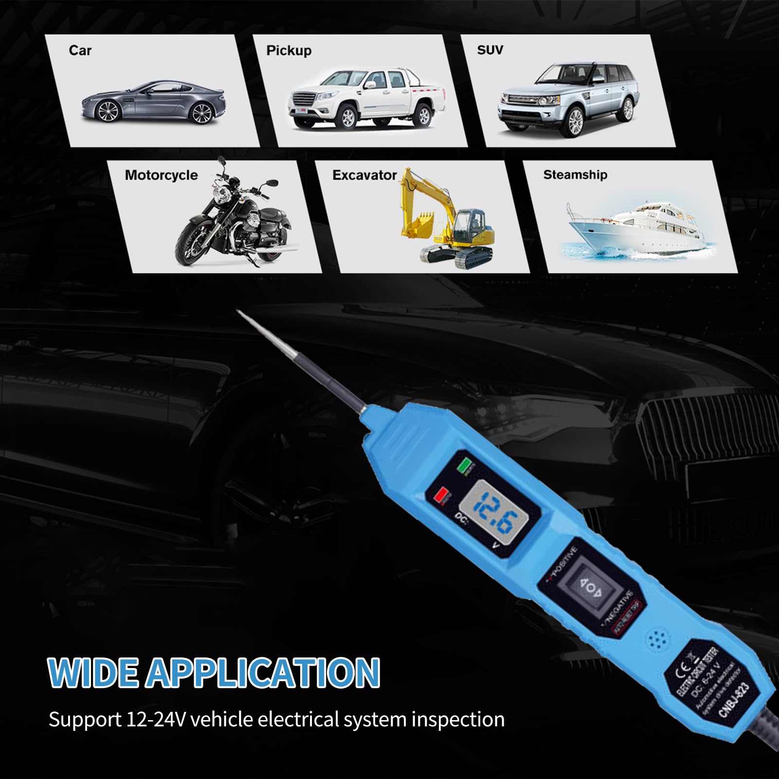 Testeur Circuit électrique Voiture Jemora - Affichage Tension, Buzzer, LED - 3,5-36V DC, Câble 4,5 M - Diagnostic Auto Facile - 8