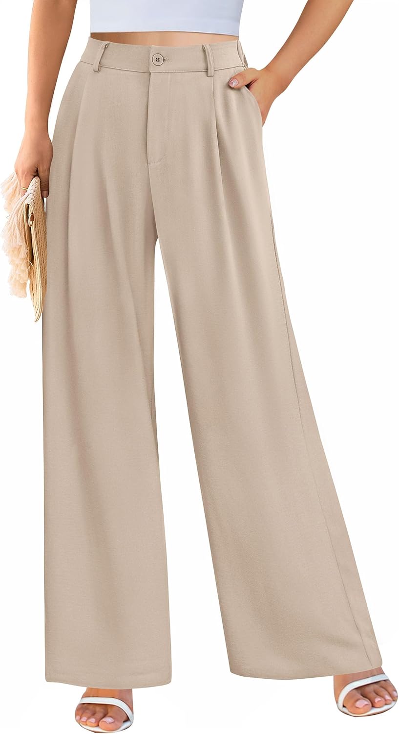 PRETTYGARDEN Wide Leg Pants for Women Trendy 2026 Fall High Waisted Business Casual Outfits Work Pant Trousers - Image 2