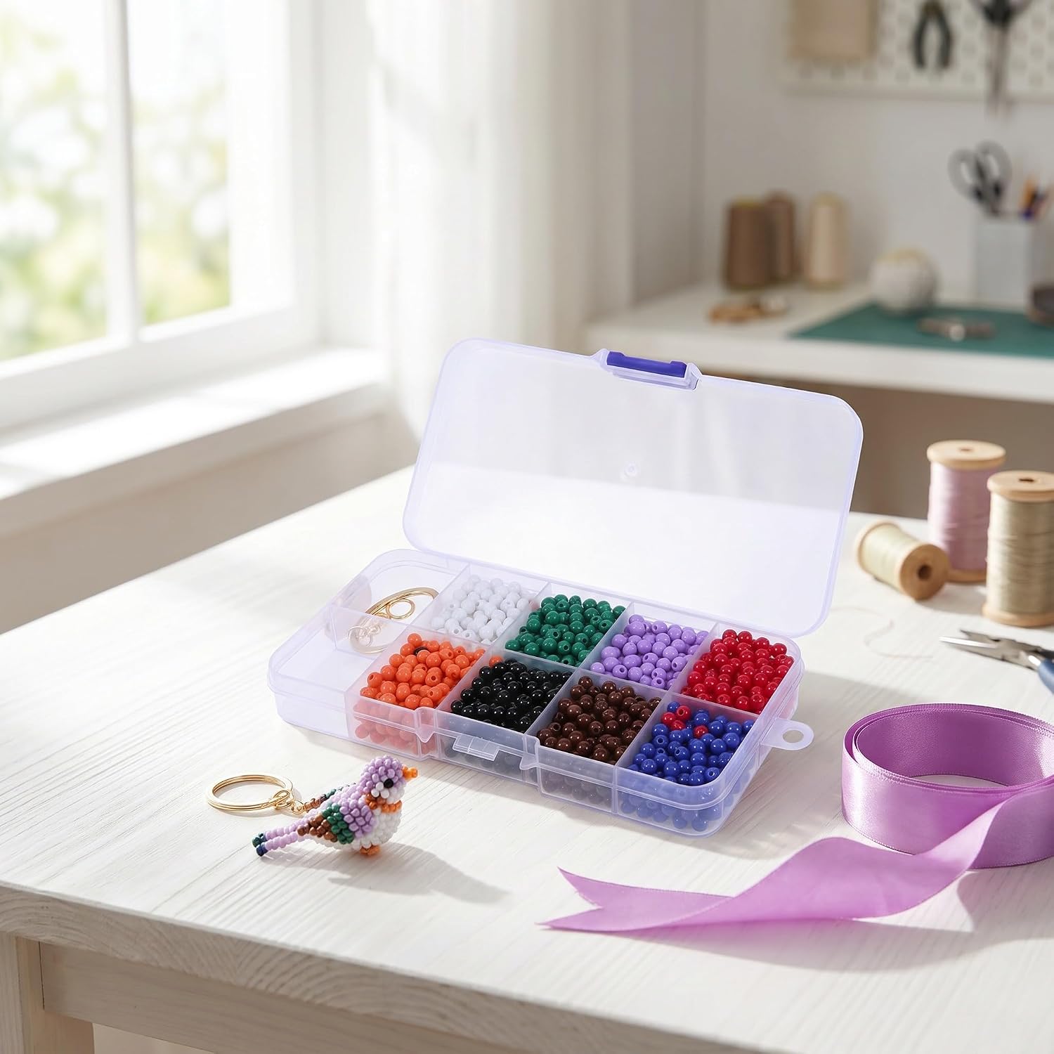 Toddmomy 1 Set Tiny 3D Beaded Animal DIY Kit, Easy DIY Beading Kit with 4 Cute Designs, Cute Bird Animal Craft Set, Handmade Art for Adults Beginners
