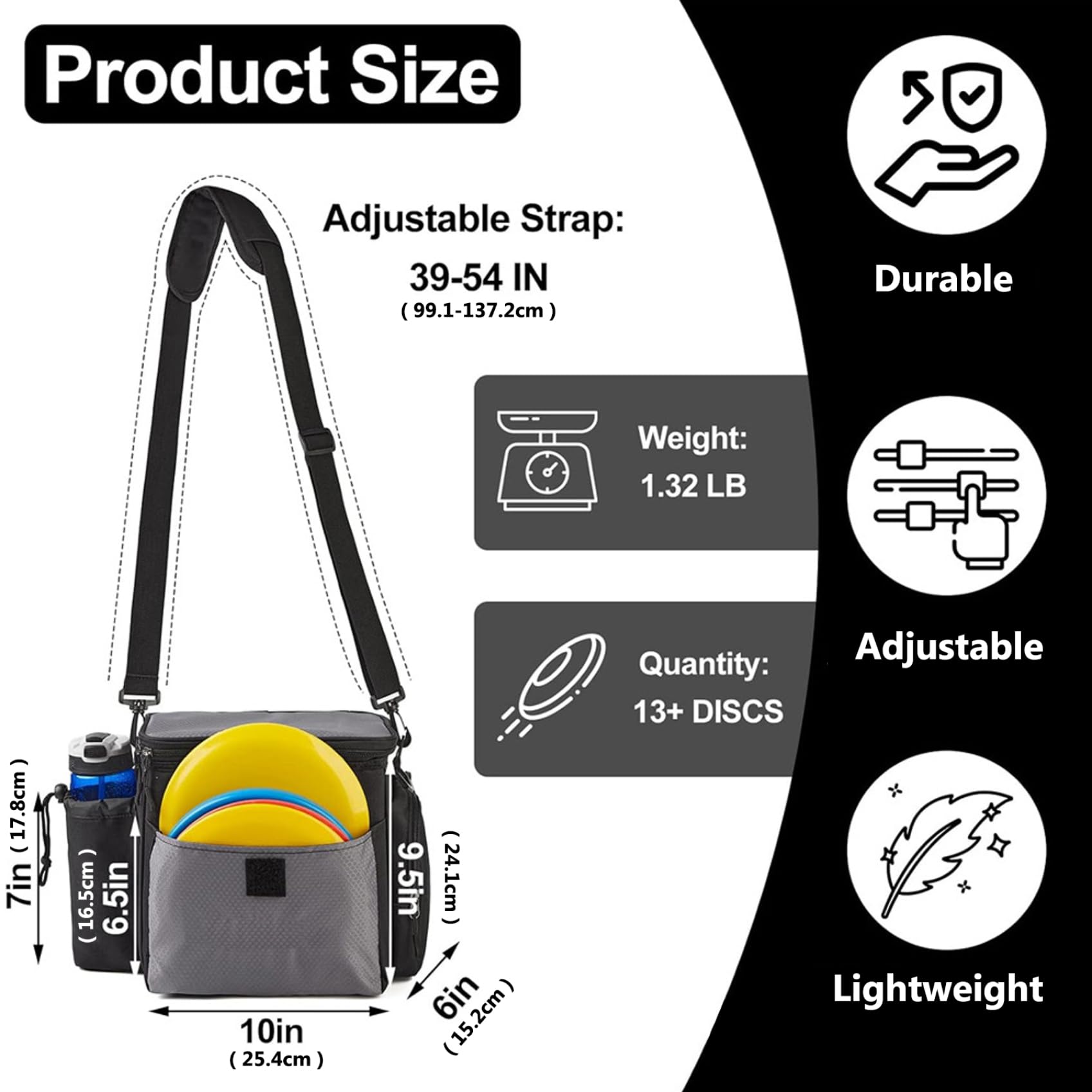 Disc -Golf -Tasche, Discgolf -Rucksack mit Mehreren Aufbewahrungstaschen für Männer, verstellbare Reisetaschen für Anfängertraining