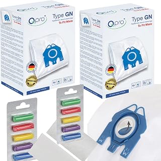 Qpro Microfibre Vacuum Cleaner Dust bags Compatiable With Miele Complete C2, Complete C3, Classic C1, S8, S5, S2 GN Type vacuum cleaners with Qpro Rainbow Vacuum Cleaner Bag Air Fresheners x8 bags