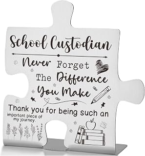 School Custodian Gift Appreciation Desk Decor Sign, Thank You Gift for Janitorial Staff and Campus Maintenance Workers, Recognition Plaque for Custodian Day or End of Year Recognition EDD49