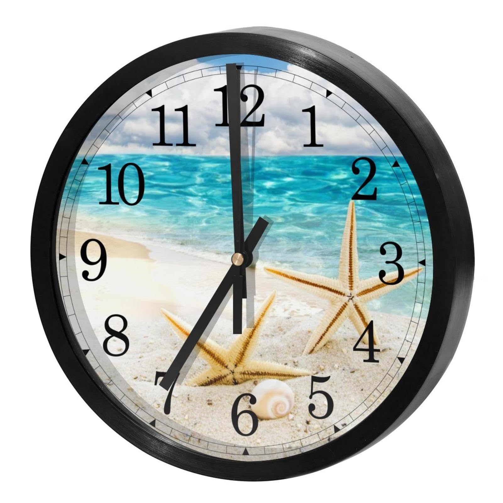 Horloge murale à quartz sans tic-tac ronde et silencieuse style coquillages