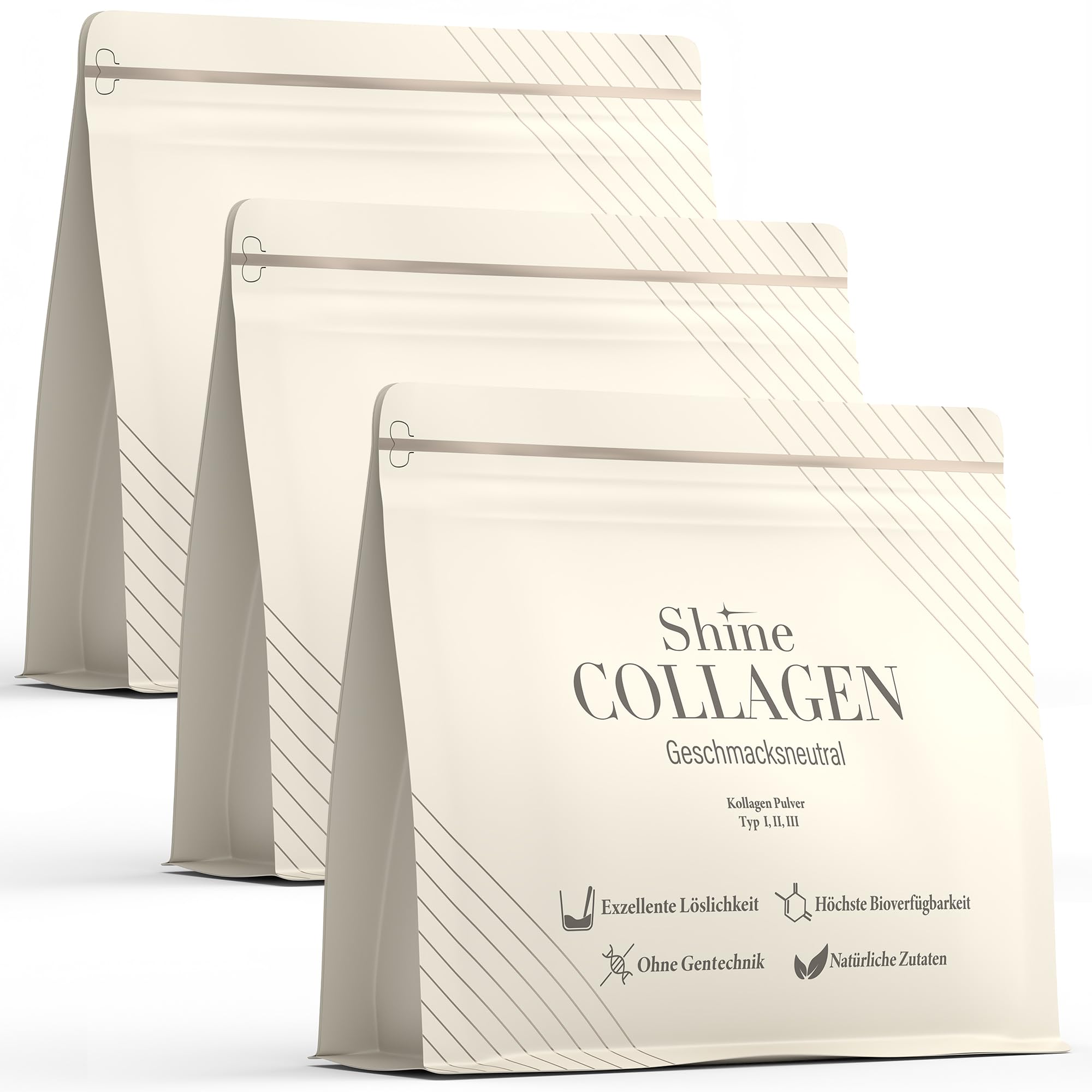 Shine Kollagen Pulver 900g (3x300g) - 100% Collagen Peptide