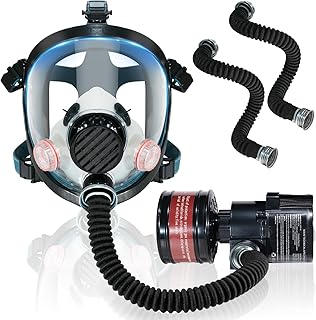 Portable PAPR Respirator System - Powered Air Purifying Respirator with 40mm Filter | Full Face Gas Mask for Dust Paint Spray