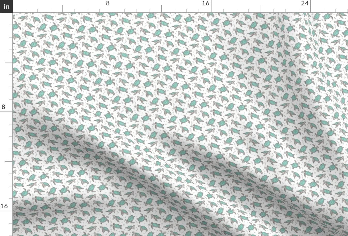 Spoonflower Fabric - Sea Turtles Nautical Ocean Mint Green White Tiny Small Turtle Fish Printed on Upholstery Velvet Fabric Fat Quarter - Upholstery Home Decor Bottomweight Apparel