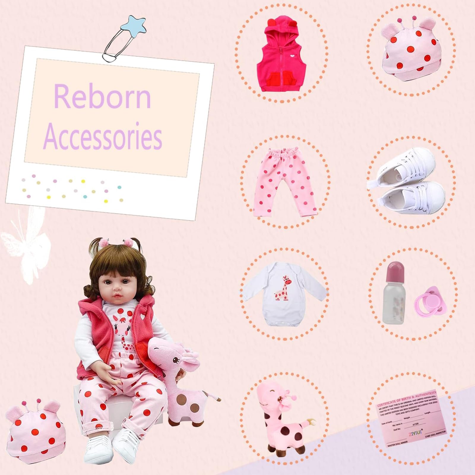 SYP Bambola Reborn Originale 55 cm in Silicone Morbido - Bambola Reborn Femmina Toddler 22 Pollici - Regalo di Natale, Giocattolo