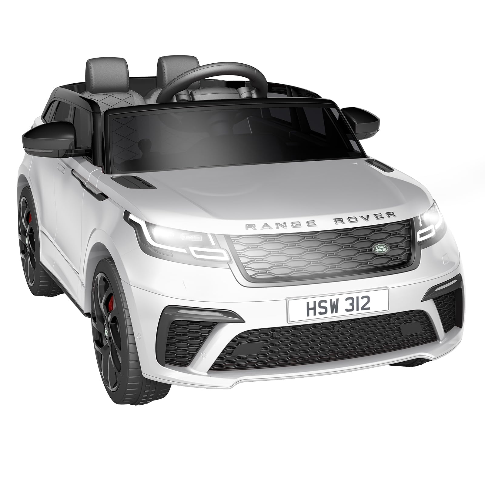 Coche Eléctrico 12V para Niños con Licencia Range Rover 2 Plazas | Vehículo Eléctrico Infantil con Luces LED y Música, 2 Motores 35W, Coche con Mando a Distancia, para Niños 3+ Años, Blanco