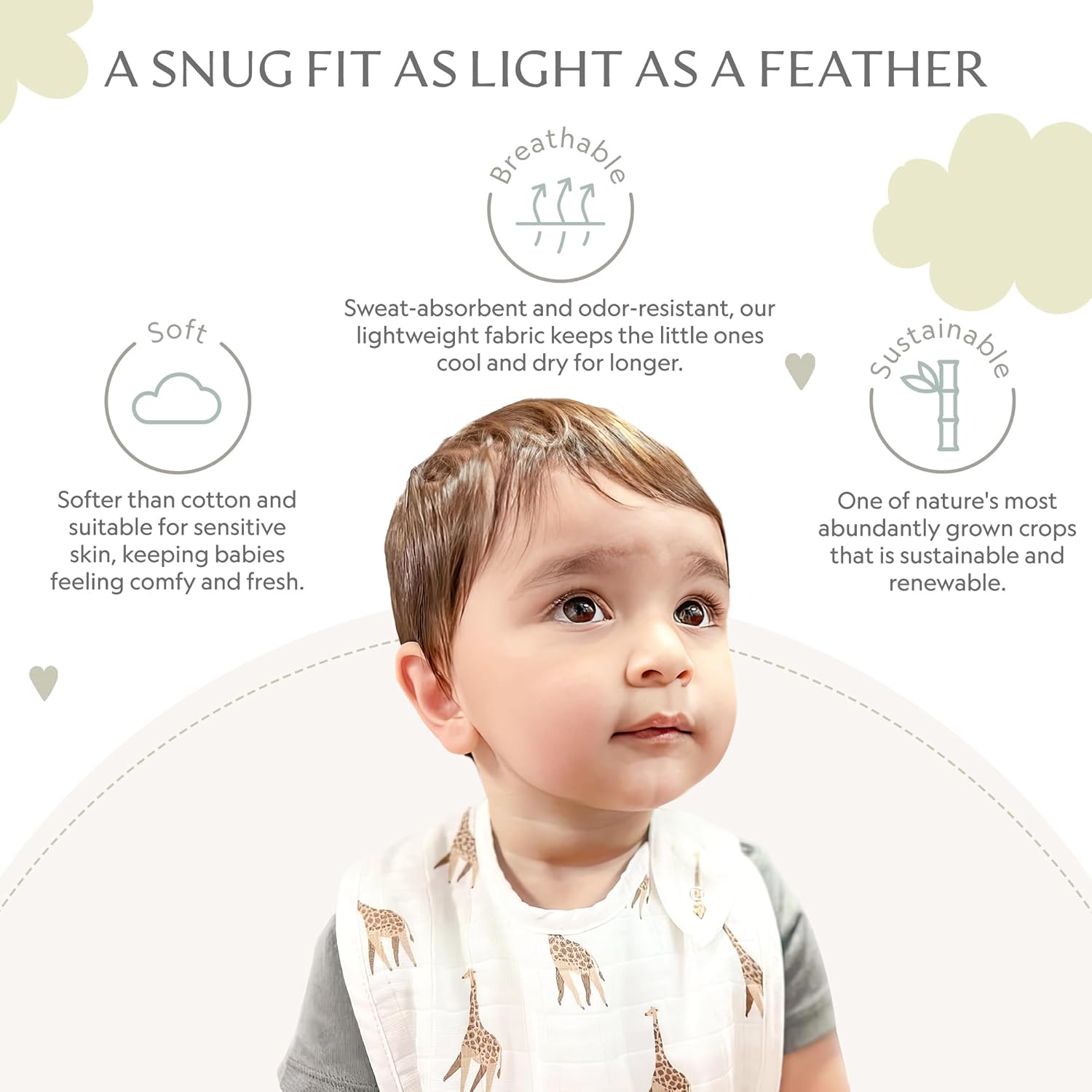 Bamboo Little Bamboo Viscose Baby Bib Set (2-pack), Giraffe & Zebra - 70% viscose made from bamboo, 30% cotton muslin, Imported