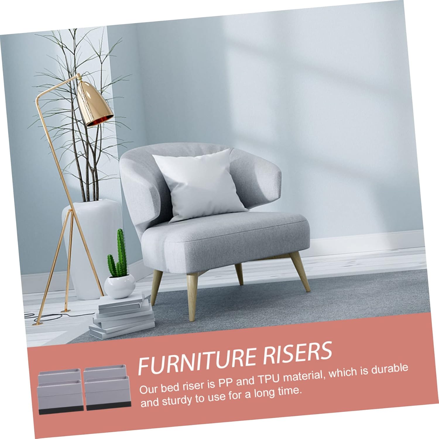 Cabilock 4pcs Elevated Foot Pads Bed Riser Pads for Furniture Nonslip Table Leg Appliance Lift