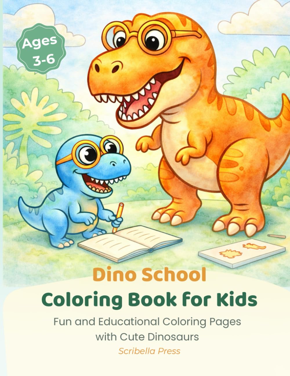 Dino School Coloring Book for Kids: Fun and Educational Coloring Pages with Cute Dinosaurs