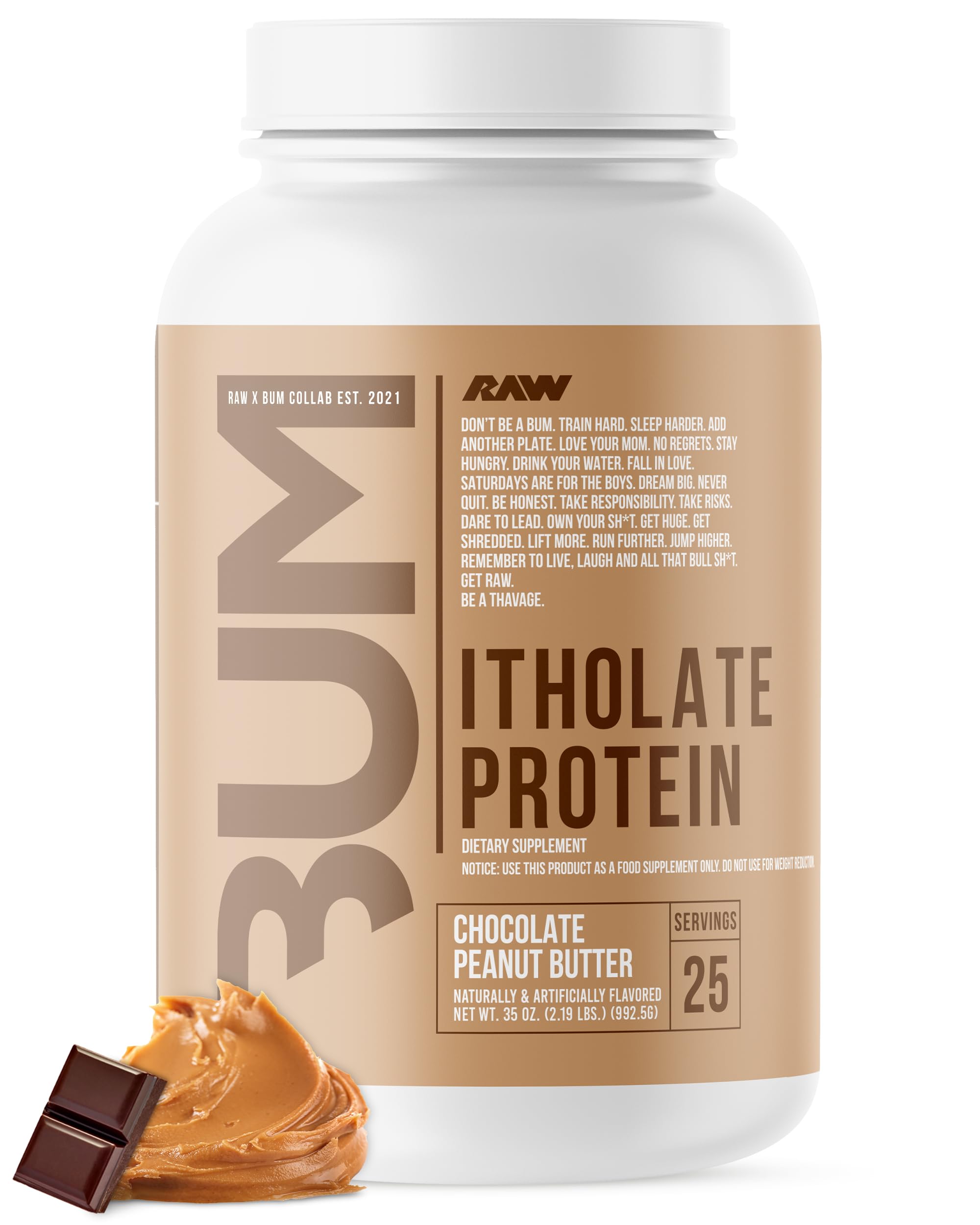 RAW Whey Isolate Protein Powder, Chocolate Peanut Butter (CBUM Itholate Protein) - 100% Grass-Fed Sports Nutrition for Muscle Growth & Recovery - Low-Fat, Low Carb, Naturally Flavored - 25 Servings …