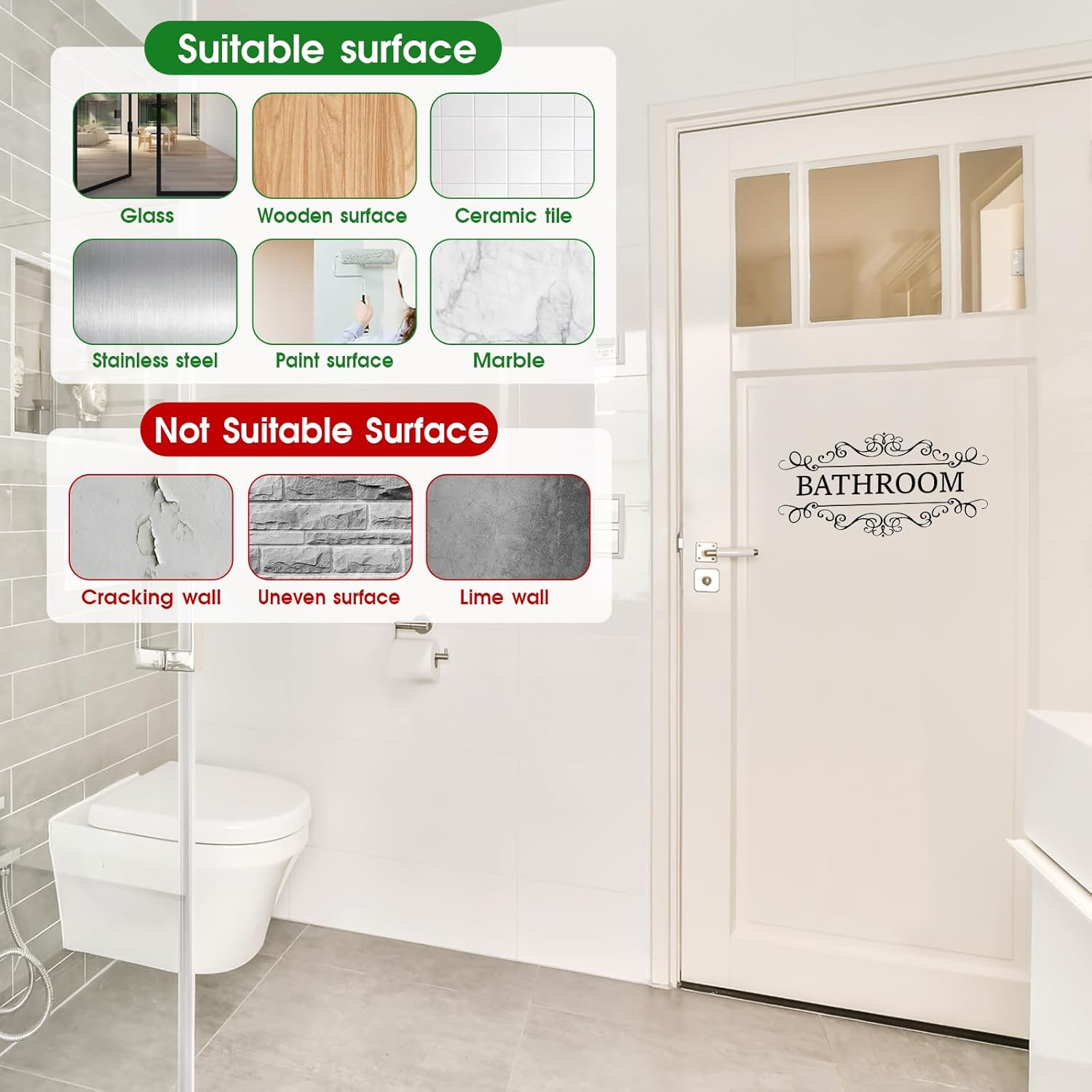 3 Pcs Laundry Room Vinyl Wall Stickers Pantry Bathroom Wall Decal, Vinyl Room Door Art Decal Stickers for Bathroom Living Room, Door Decal Art Signs Wall Sticker for Store Decoration(11.8x5.9inch) - Image 7