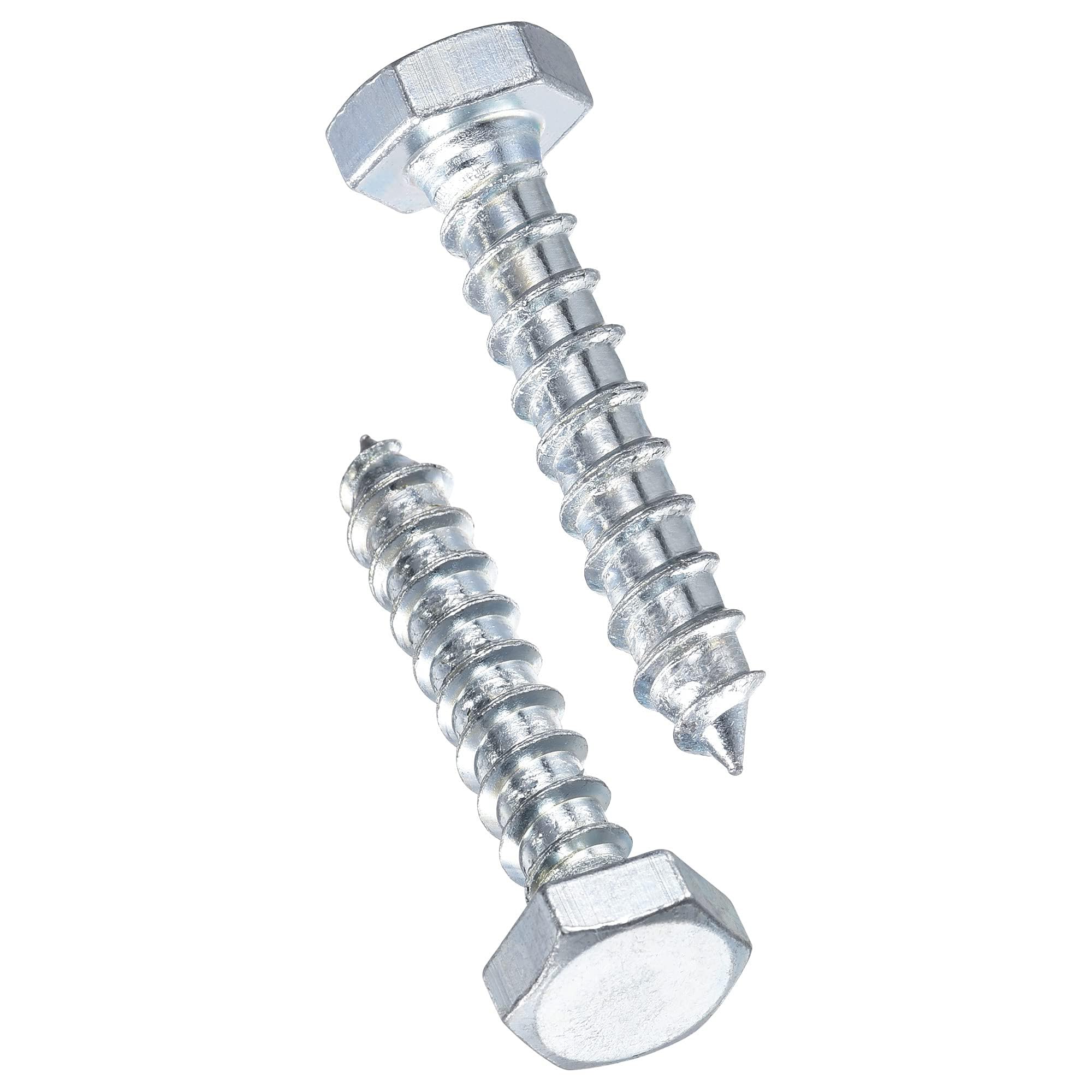TA-VIGOR 20Pcs Coach Screws, M10 x 50mm Hex Head Lag Bolts, Carbon Steel Zinc Plated Sleeper Concrete Wood Screw Hexagon Lag Full Thread Self-Tapping Bolts for Outdoor Use in Decking, Fencing