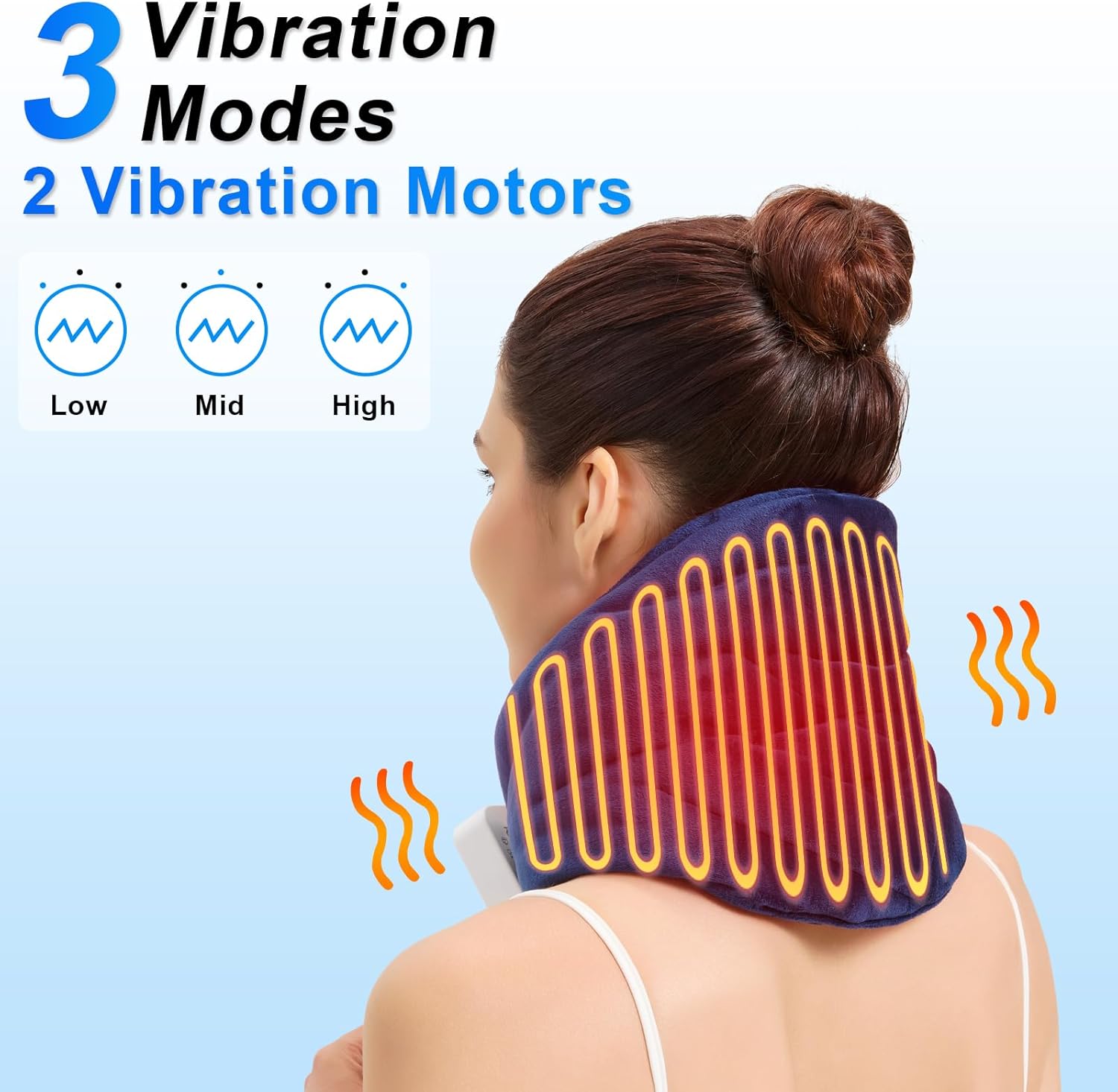 Neck Heating Pad with Vibration Massage for Neck Pain Relief,Portable Cordless Heating Pad for Neck,Heated Neck Wrap Cordless for Soreness Stiffness