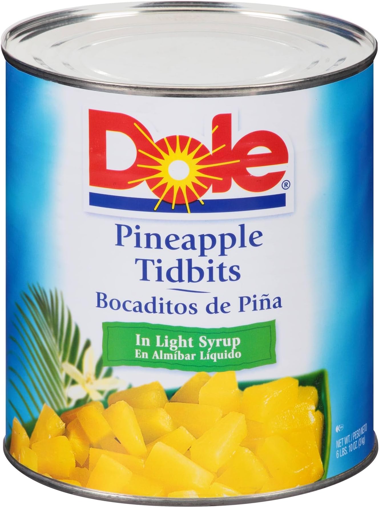 Pineapple Tidbits In Light Syrup, Number 10 Can -- 6 per case.