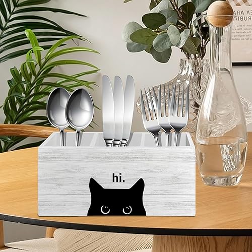 Miniatura 4 de Hi Black Cat - Organizador para lápices para accesorios de escritorio, gato negro, mamá, dama, amantes, regalos de dueño, caja de madera, decoración