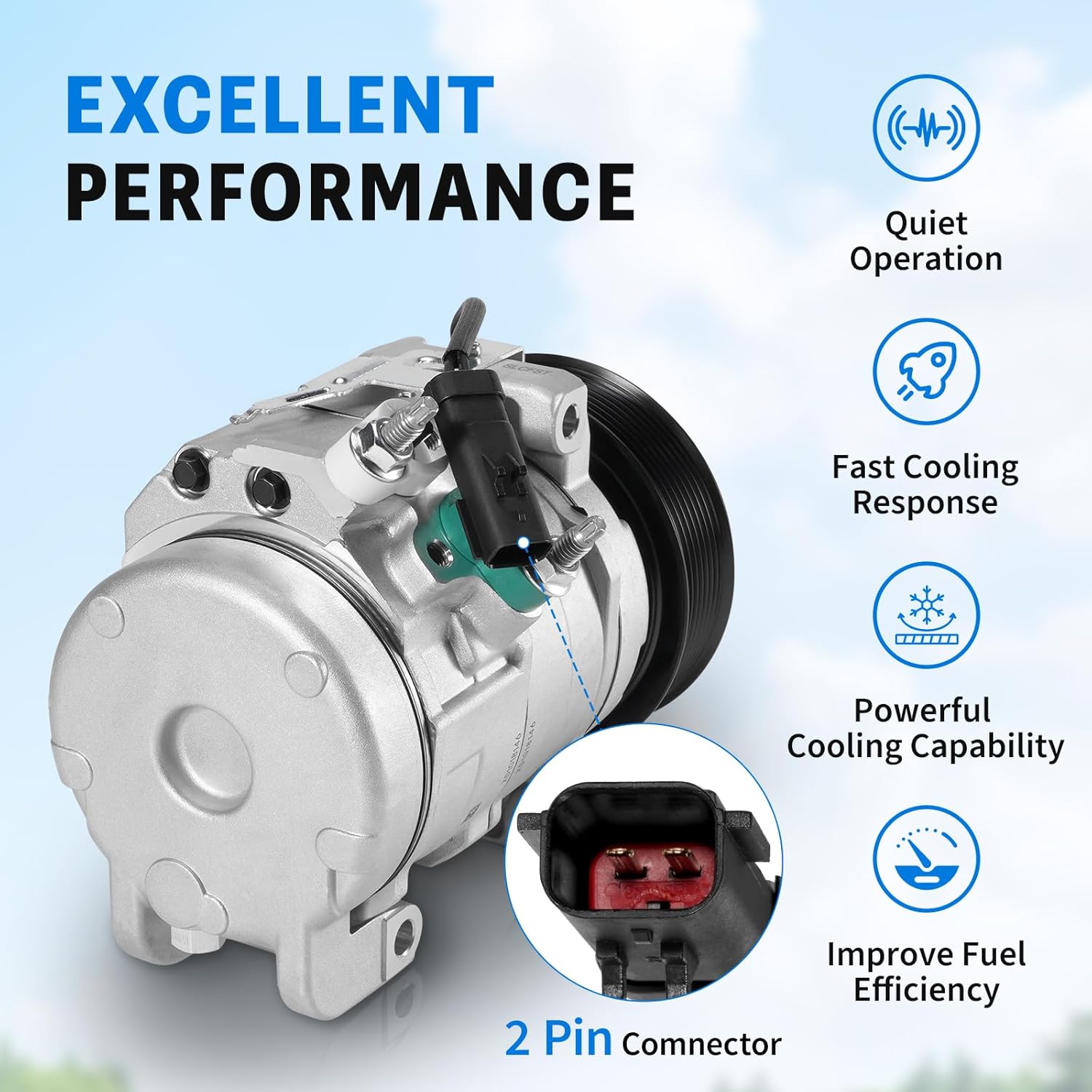 178313 AC Air Conditioning Compressor with Clutch,Compatible with 2010 Dodge Ram 4000,2010-2024 Dodge Ram 2500 3500,2011-2023 Ram 4500 5500 6.7L,Replacement 55111444AB