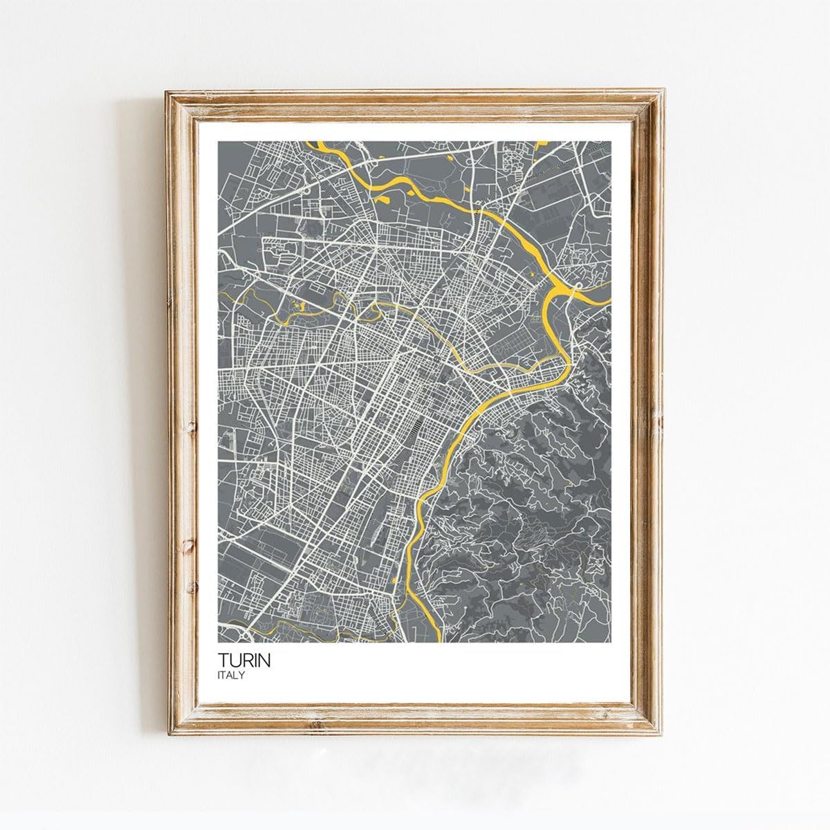 Modern Colored Poster of Turin Italy 6 | 11x17 12x18 16x24 24x36 Minimal Unframed Print Wall Art | Minimalism Hometowm City Traveler Gift | Minimalist Home Office Decor