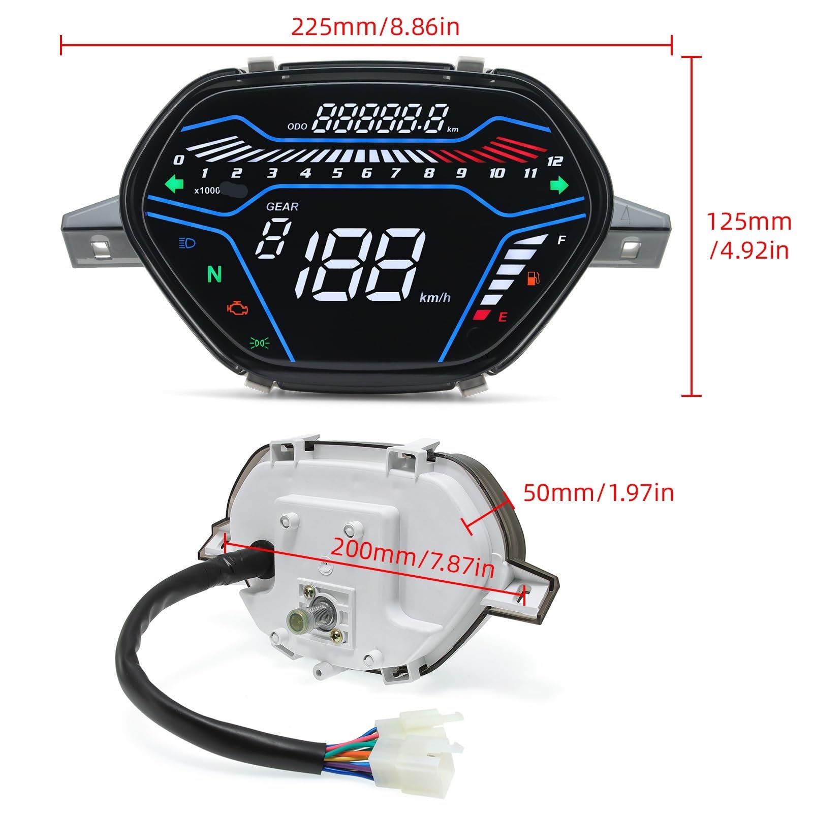 Contachilometri Tachimetro universale per moto contachilometri digitale LED multifunzione Dashboad per Brasile per Titan CG125