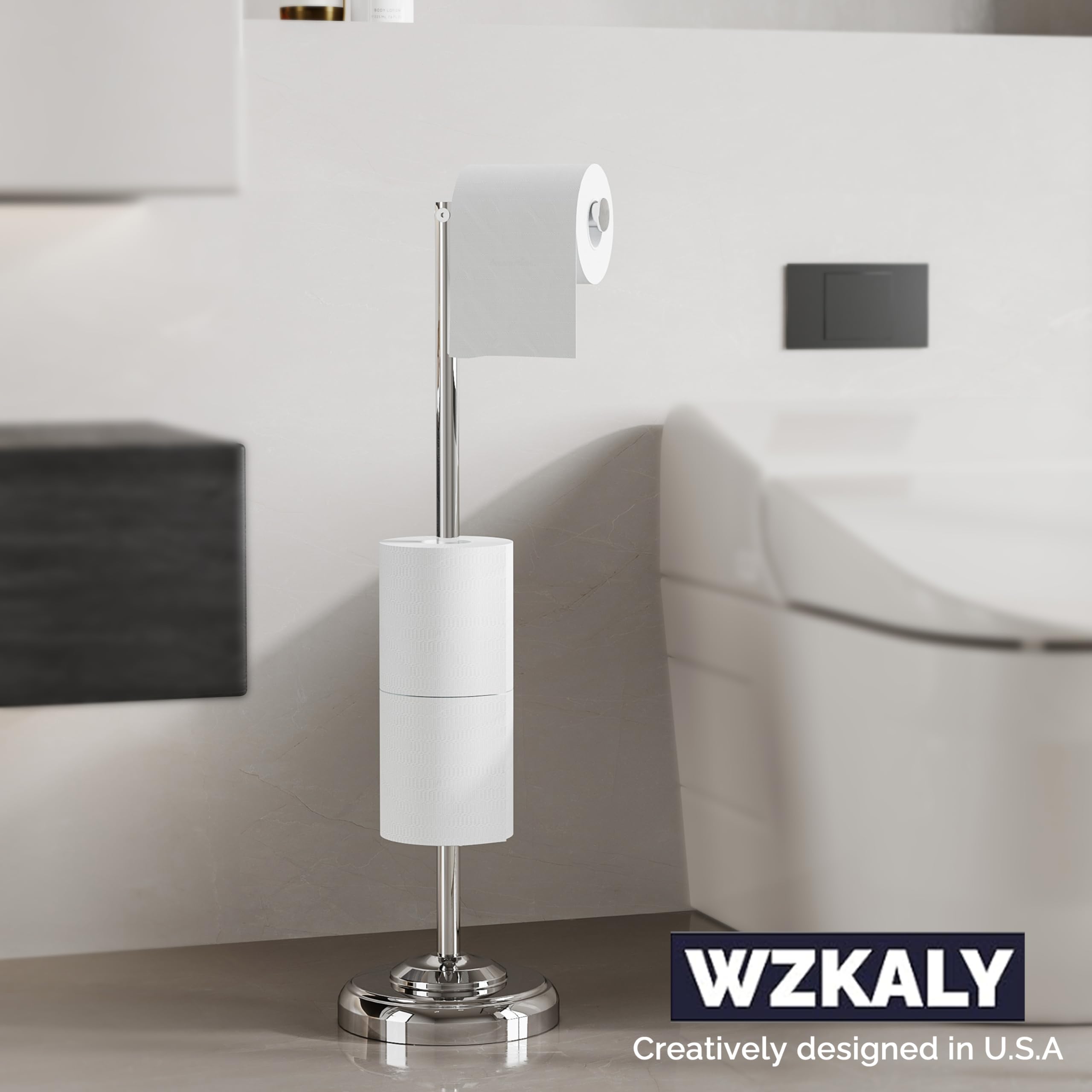 Soporte de Papel higiénico, Soporte de Papel higiénico Cromado con Almacenamiento para baño, Reserva para 5 Rollos, Soporte de Rollo de Papel higiénico de Acero Inoxidable SUS304 con Base