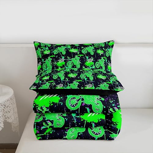 Miniatura 7 de Juego de edredón de motocicleta de carreras para niños, ropa de cama y juegos de ropa de cama de motocicleta de carreras para niños, edredón fresco