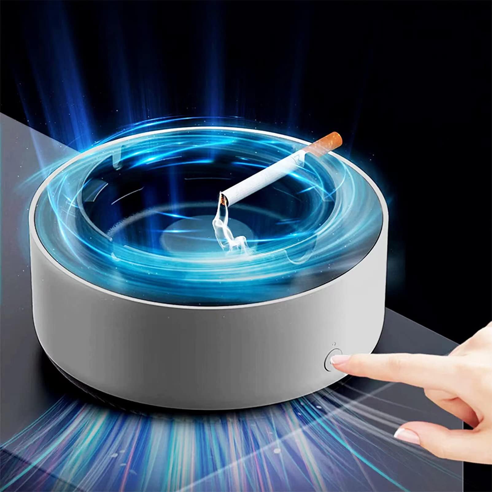 Indoor Ashtray - 2 in 1 Multifunctional Ashless Air Purifier with Filter Ashtray, Best for Family Car or Office，Grey