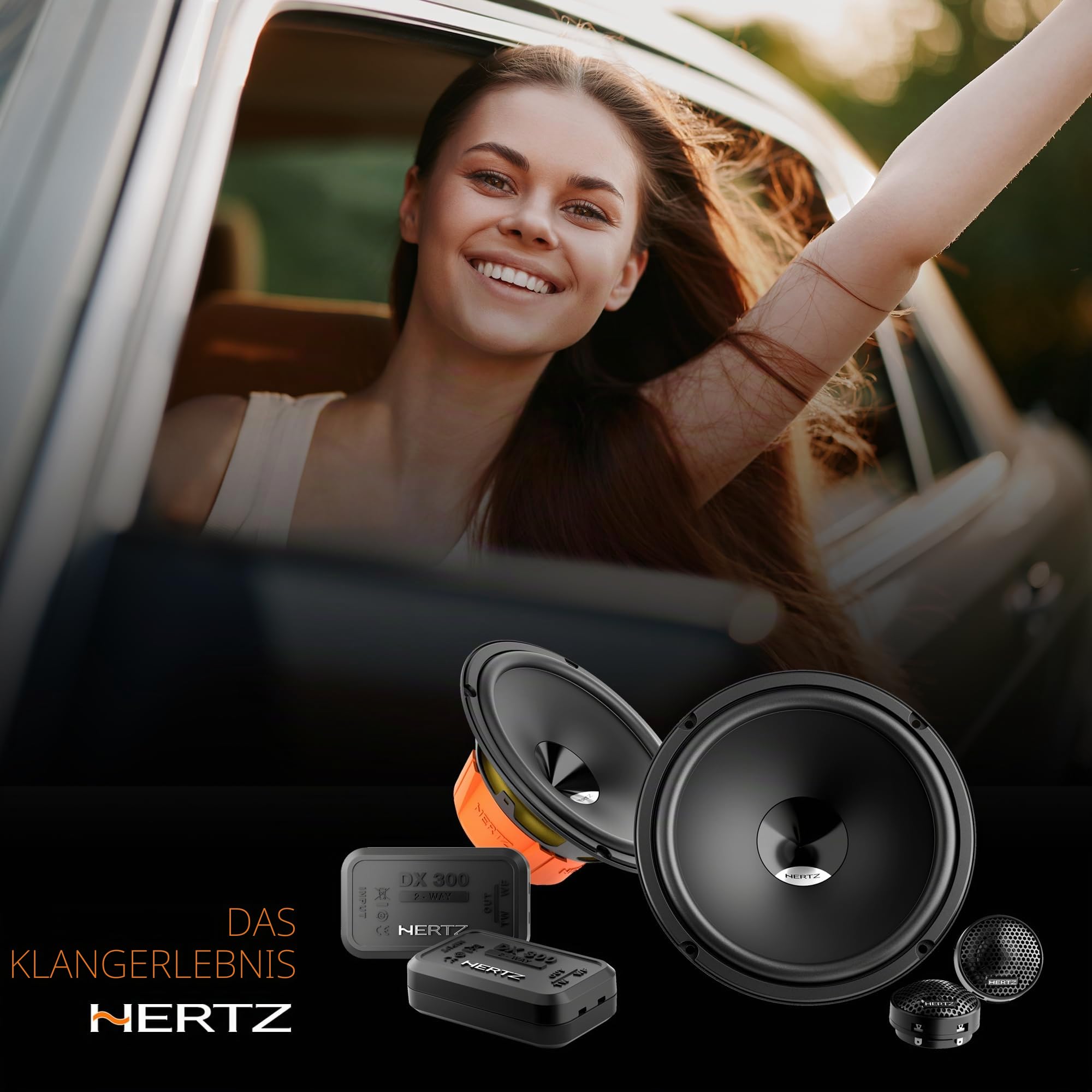 Hertz DSK 165.3 – 2-Wege-Audiosystem mit 165 mm Tieftöner aus behandeltem Papier, 24 mm Kalottenhochtöner und dedizierter Frequenzweiche, 4 Ohm, 160W max