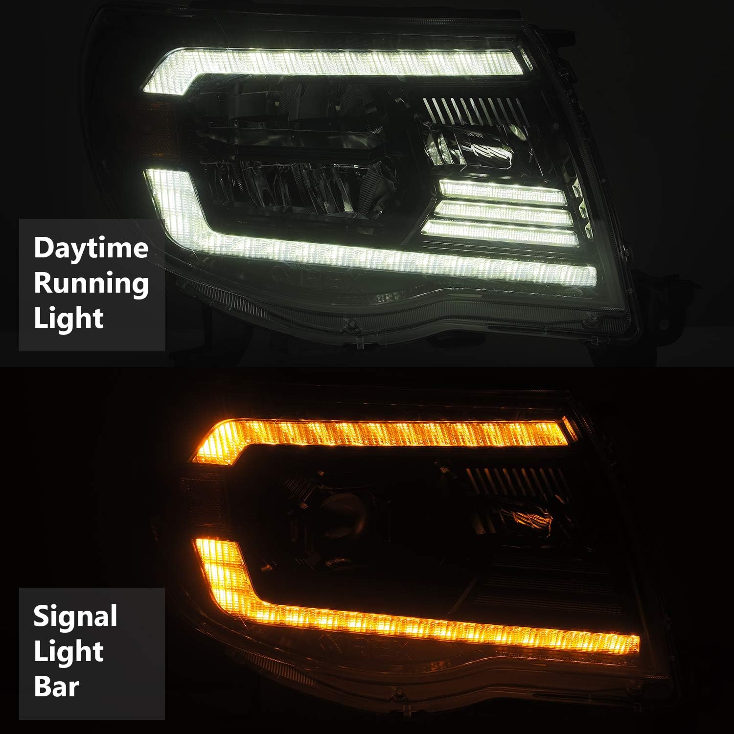 MODIFY STREET Alpharex Pro-Series Alpha Black For 05-11 Tacoma Projector Headlights left right assembly replacement