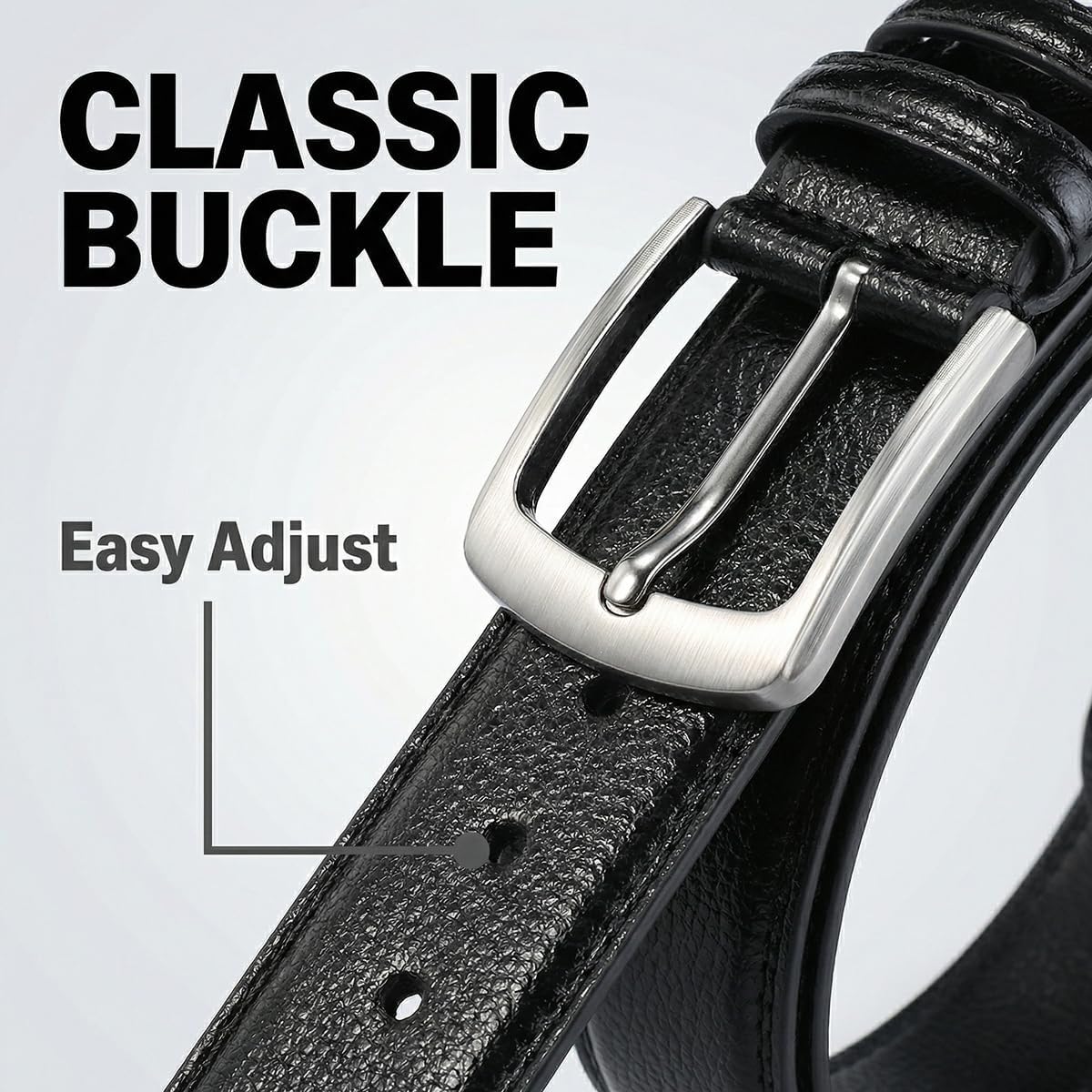 Mens Belts Big and Tall 36"-70" Men Leather Belt Casual Work Dress Belt,Black & Brown Colors - Image 4