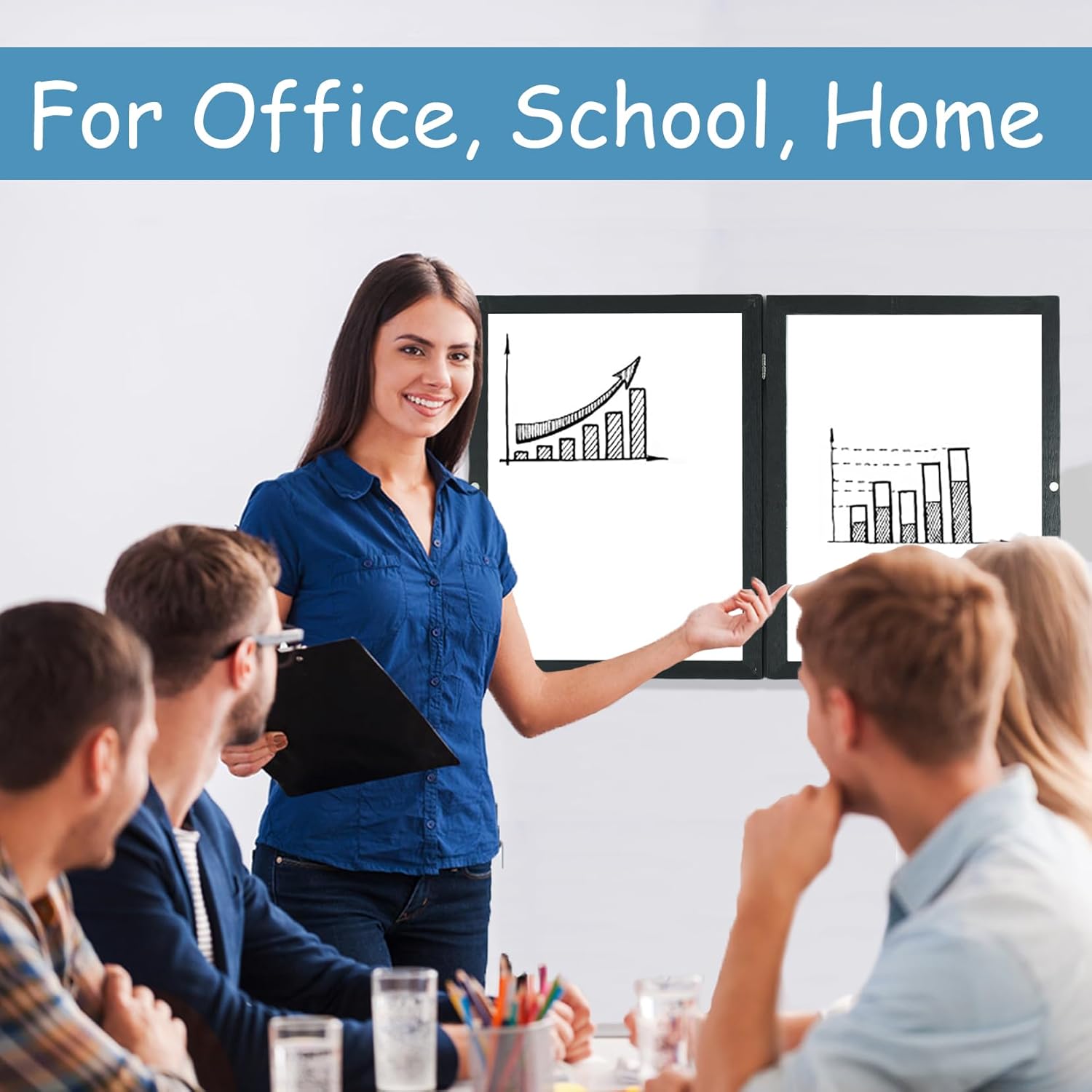 Magnetic Dry Erase Hidden Whiteboard with Black Wooden Frame, Gray Fabric Bulletin Board Exterior and Whiteboard Interior, 11.8x15.7inch (30x40cm)