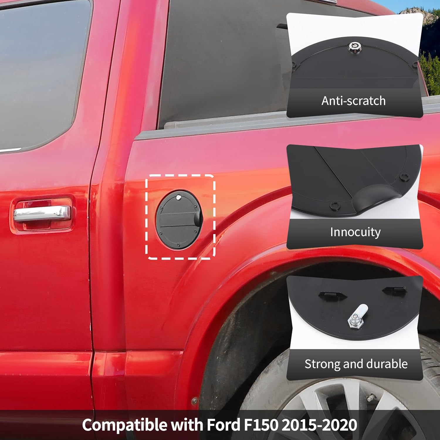 CheroCar Gas Cap Fuel Tank Cap Fuel Filler Gas Door Cover Replacement for Ford F150 2015 2016 2017 2018 2019 2020 OE Standard Direct Fit Fuel Cap Exterior Accessories