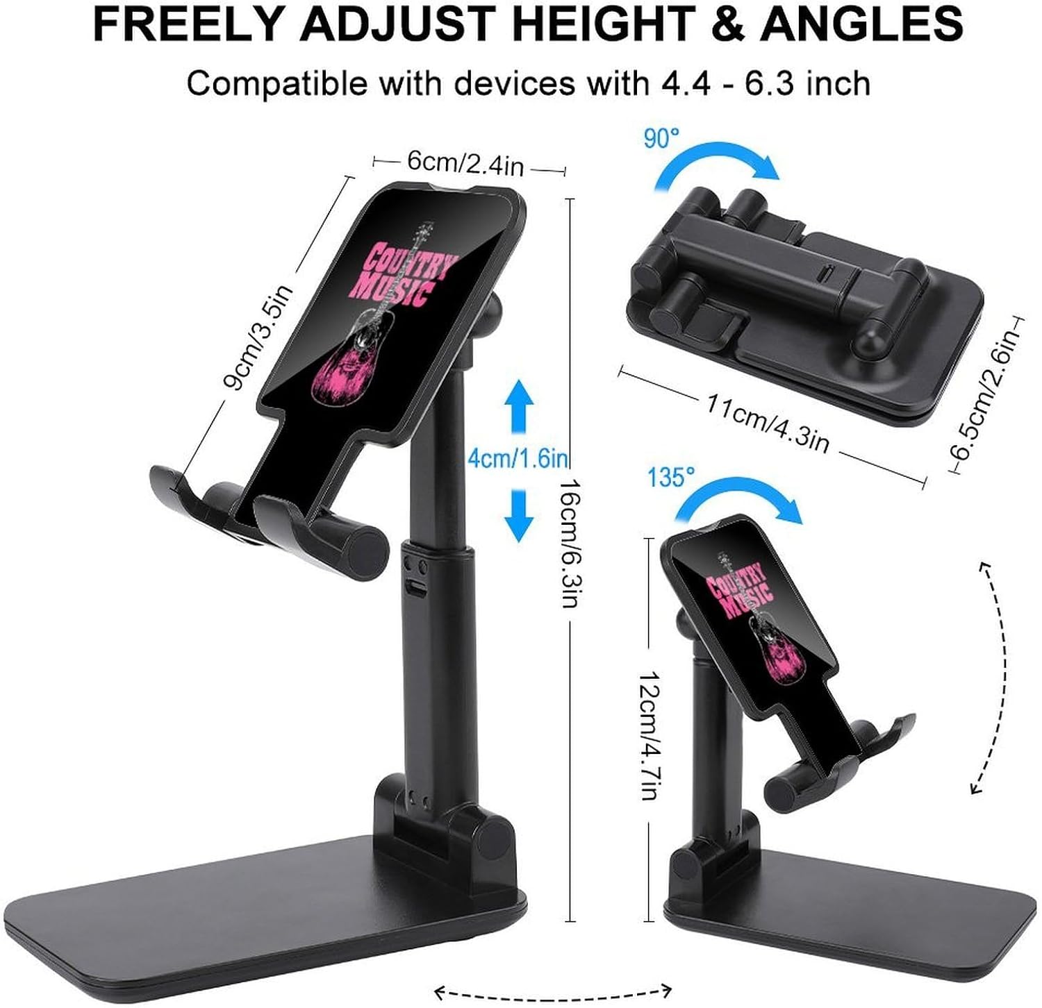 Country Music Guitar Cell Phone Stand for Desk Phone Holder Mount image 2
