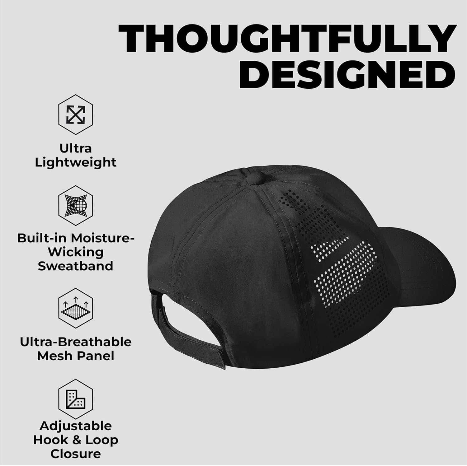 Tough Headwear Baseball Running Cap - Lightweight Quick-Drying Athletic Hat for Men & Women - Sweat-Wicking - Image 3